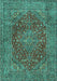 Machine Washable Persian Turquoise Traditional Area Rugs, wshtr3684turq