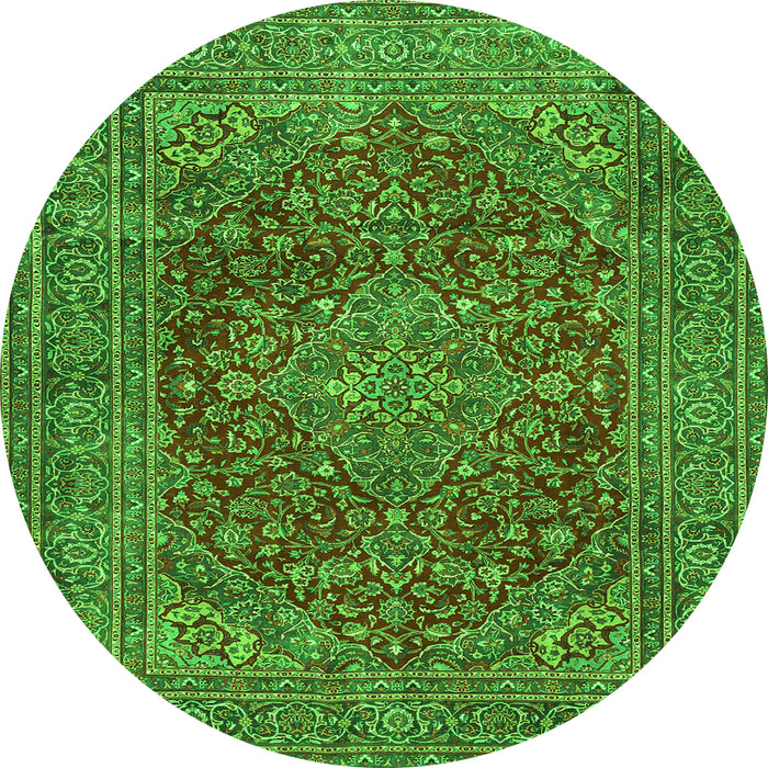 Square Persian Green Traditional Rug, tr3684grn