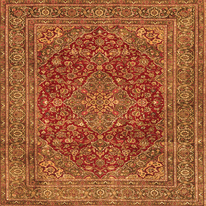 Round Machine Washable Persian Orange Traditional Area Rugs, wshtr3684org
