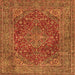 Round Machine Washable Persian Orange Traditional Area Rugs, wshtr3684org