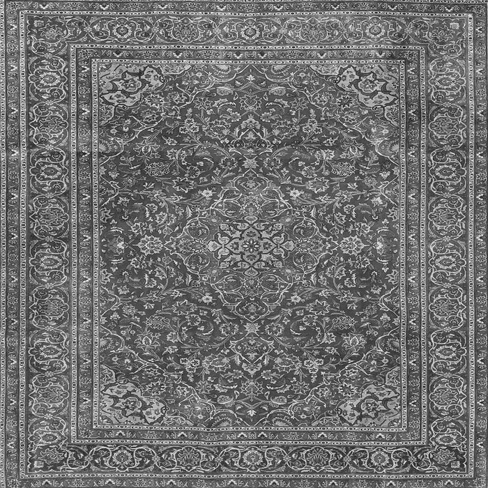 Round Machine Washable Persian Gray Traditional Rug, wshtr3684gry