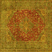 Square Machine Washable Persian Yellow Traditional Rug, wshtr3684yw