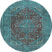 Round Persian Light Blue Traditional Rug, tr3684lblu