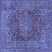 Square Machine Washable Persian Blue Traditional Rug, wshtr3684blu