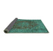 Sideview of Persian Turquoise Traditional Rug, tr3684turq