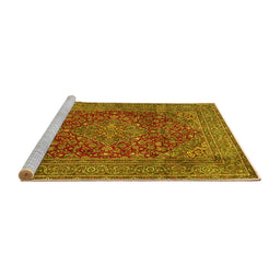 Sideview of Machine Washable Persian Yellow Traditional Rug, wshtr3684yw