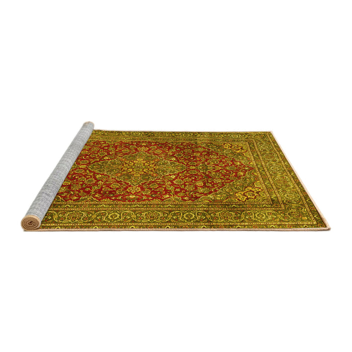 Sideview of Machine Washable Persian Yellow Traditional Rug, wshtr3684yw