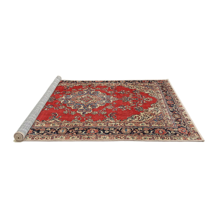 Sideview of Machine Washable Traditional Tomato Red Rug, wshtr3685