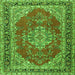 Round Machine Washable Medallion Green Traditional Area Rugs, wshtr3685grn