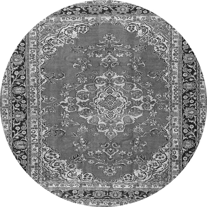 Machine Washable Medallion Gray Traditional Rug, wshtr3685gry
