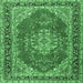 Square Medallion Emerald Green Traditional Rug, tr3685emgrn