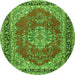 Square Medallion Green Traditional Rug, tr3685grn