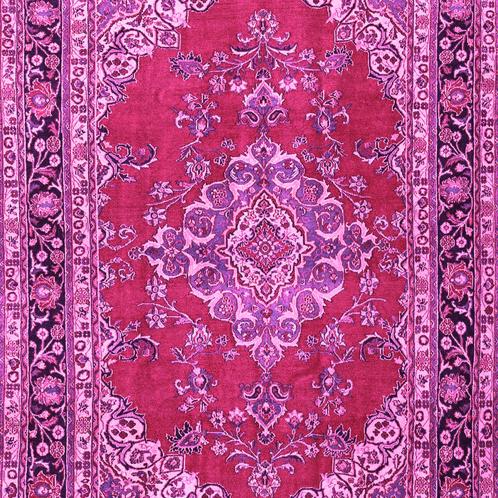 Machine Washable Medallion Pink Traditional Rug, wshtr3685pnk