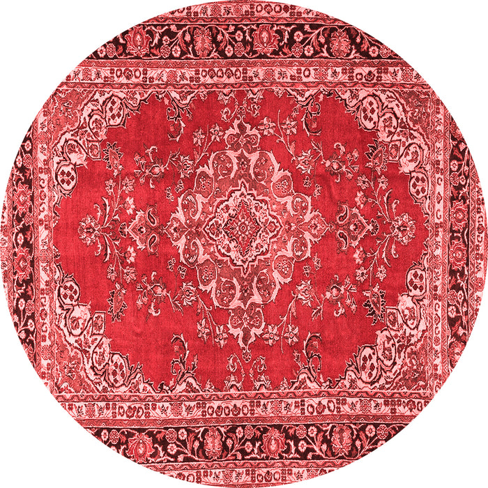 Machine Washable Medallion Red Traditional Rug, wshtr3685red