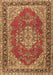 Machine Washable Medallion Brown Traditional Rug, wshtr3685brn