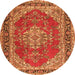 Machine Washable Medallion Orange Traditional Area Rugs, wshtr3685org