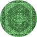 Round Medallion Emerald Green Traditional Rug, tr3685emgrn