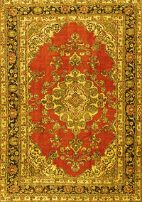 Medallion Yellow Traditional Rug, tr3685yw