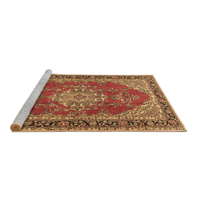 Sideview of Machine Washable Medallion Brown Traditional Rug, wshtr3685brn