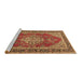 Sideview of Machine Washable Medallion Brown Traditional Rug, wshtr3685brn