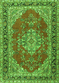 Medallion Green Traditional Rug, tr3685grn