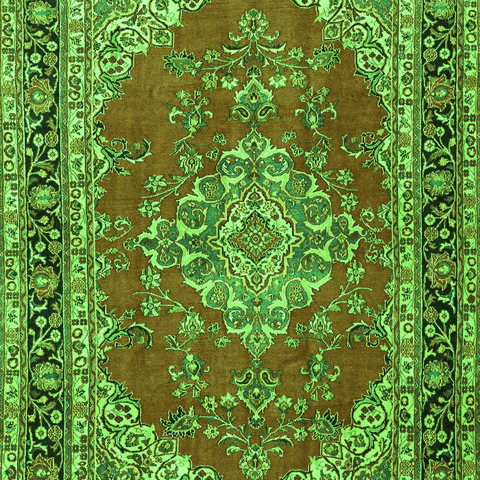 Medallion Green Traditional Rug, tr3685grn