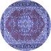 Round Medallion Blue Traditional Rug, tr3685blu