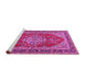 Sideview of Machine Washable Medallion Pink Traditional Rug, wshtr3685pnk