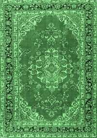 Medallion Emerald Green Traditional Rug, tr3685emgrn