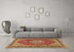 Machine Washable Medallion Brown Traditional Rug in a Living Room,, wshtr3685brn