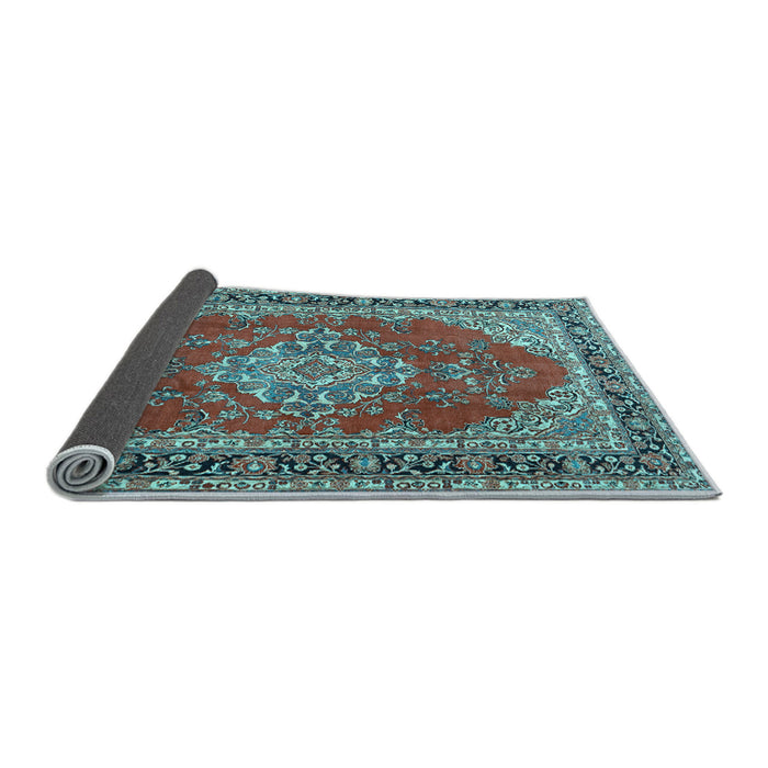 Sideview of Medallion Light Blue Traditional Rug, tr3685lblu