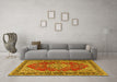 Machine Washable Medallion Yellow Traditional Rug in a Living Room, wshtr3685yw