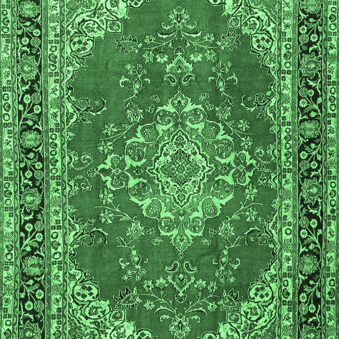 Machine Washable Medallion Emerald Green Traditional Area Rugs, wshtr3685emgrn