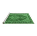 Sideview of Machine Washable Medallion Emerald Green Traditional Area Rugs, wshtr3685emgrn