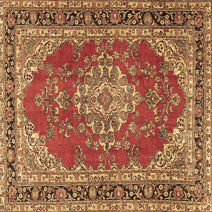 Square Machine Washable Medallion Brown Traditional Rug, wshtr3685brn