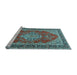 Sideview of Machine Washable Medallion Light Blue Traditional Rug, wshtr3685lblu