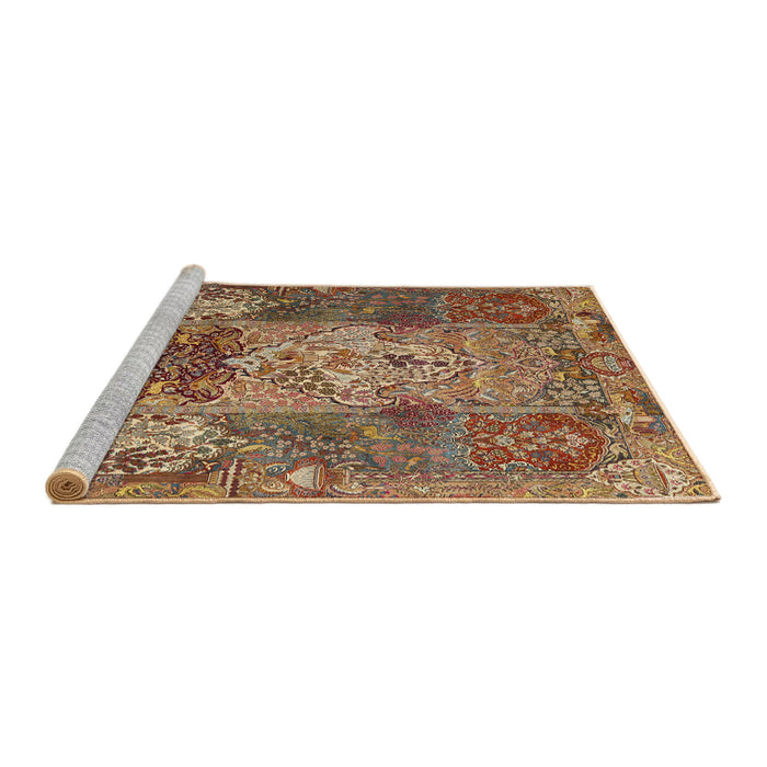 Sideview of Machine Washable Traditional Dark Sienna Brown Rug, wshtr3686