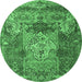 Round Persian Emerald Green Traditional Rug, tr3686emgrn