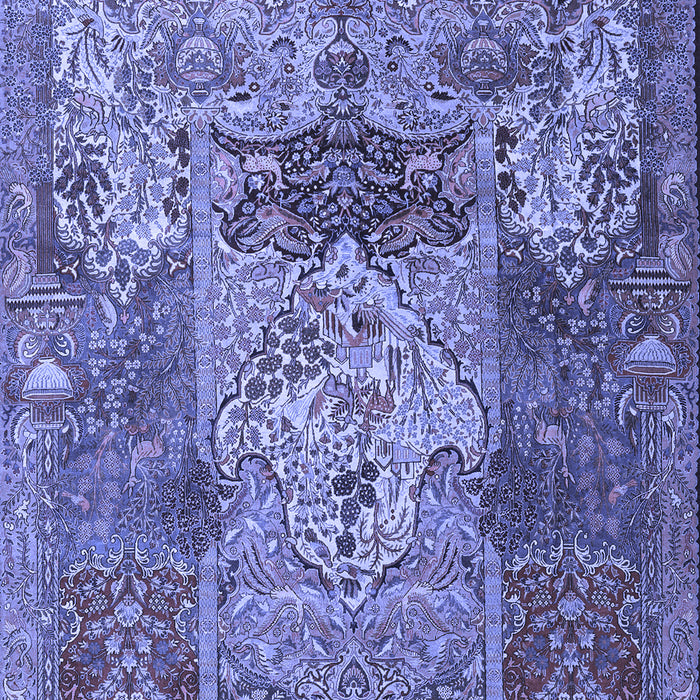 Machine Washable Persian Blue Traditional Rug, wshtr3686blu