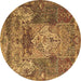 Round Persian Brown Traditional Rug, tr3686brn