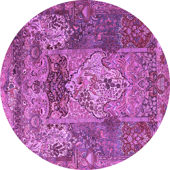 Round Persian Purple Traditional Rug, tr3686pur