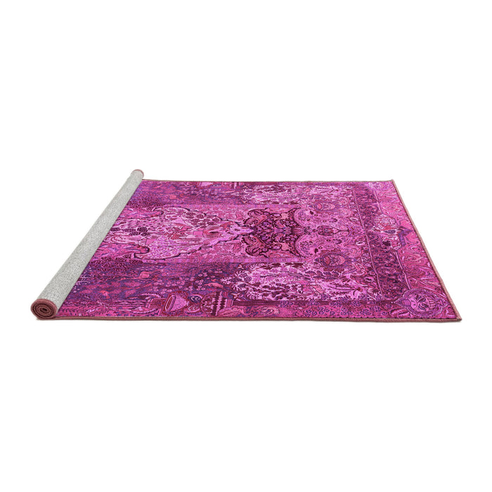 Sideview of Machine Washable Persian Pink Traditional Rug, wshtr3686pnk