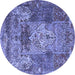 Round Persian Blue Traditional Rug, tr3686blu