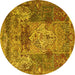 Round Persian Yellow Traditional Rug, tr3686yw