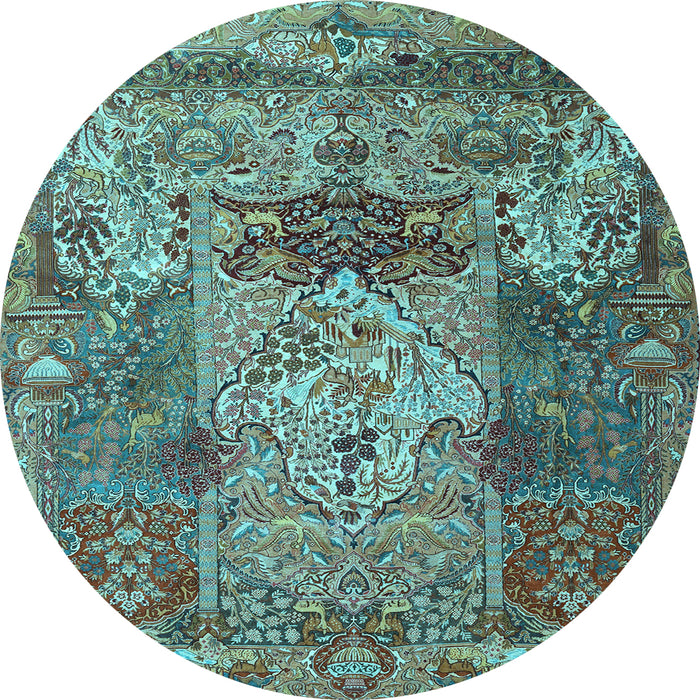 Round Persian Light Blue Traditional Rug, tr3686lblu