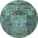 Round Persian Light Blue Traditional Rug, tr3686lblu