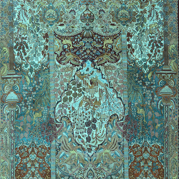 Machine Washable Persian Light Blue Traditional Rug, wshtr3686lblu