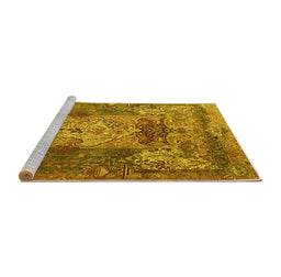 Sideview of Machine Washable Persian Yellow Traditional Rug, wshtr3686yw
