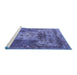 Sideview of Machine Washable Persian Blue Traditional Rug, wshtr3686blu