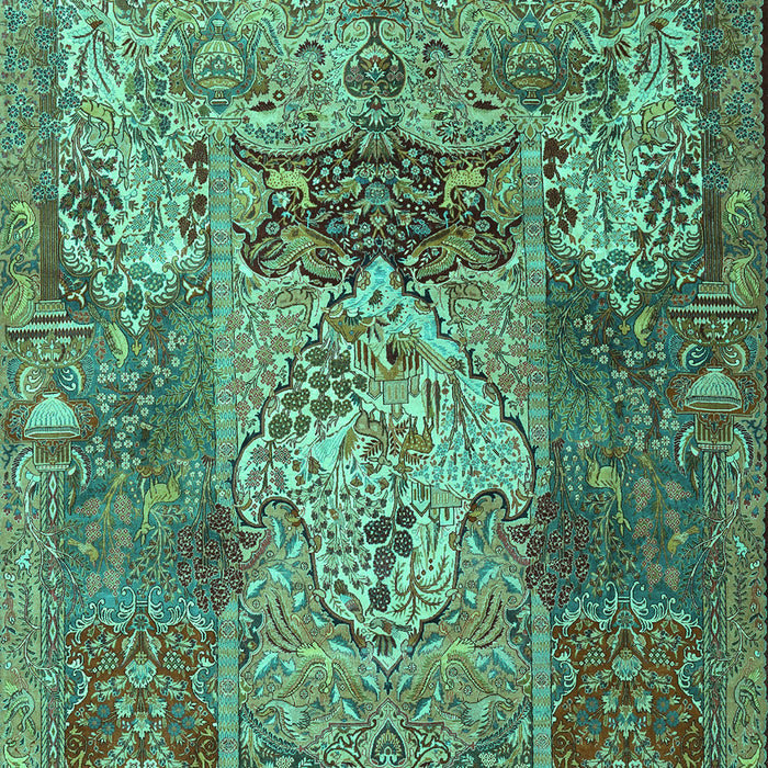 Machine Washable Persian Turquoise Traditional Area Rugs, wshtr3686turq